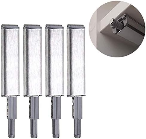 4 Pcs Push to Open System Mute Magnetic Cabinet Locks,Automatic Latch Lock for Press to Open Door Drawer Cabinet,Buffer Door Cabinets Drawer Stainless Steel Safety Door Latches for Cupboard, Cabinet