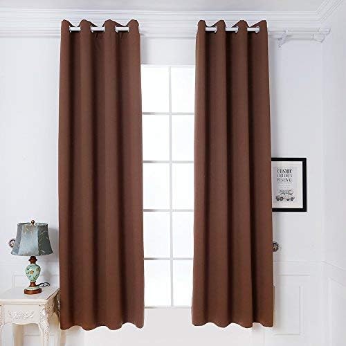 Dream Art Anti Mite Super Soft Thermal Insulated Curtain/Drape for Nursery,Children Kids Bedroom Eyelet Blackout Curtains for Living room Energy Saving Noise Reducing (132 * 160cm, Chocolate-2pcs)