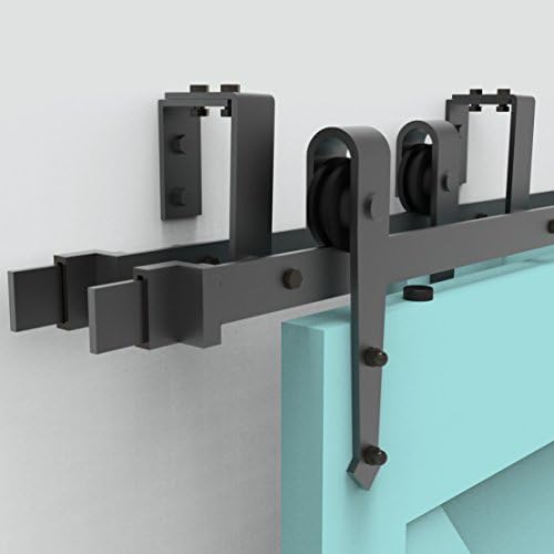 Vancleef 13FT Bypass Door Kit Sliding Barn Door Hardware, Arrow Design, New Style U-Bracket, Black Rustic, Interior and Exterior, With Quiet Glide Roller and Descriptive Installation Manual