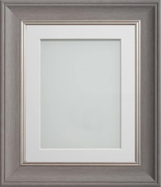 Frame Company Drummond Gunmetal Grey Photo Frame, Off-White Mount, 9x7 for 8x6 inch, fitted with perspex