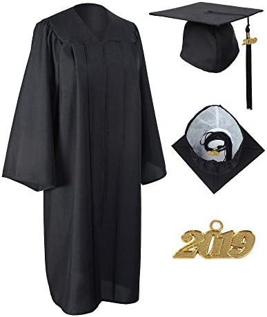 Unisex Matte Graduation Gown Cap with 2019 Tassel Included Package