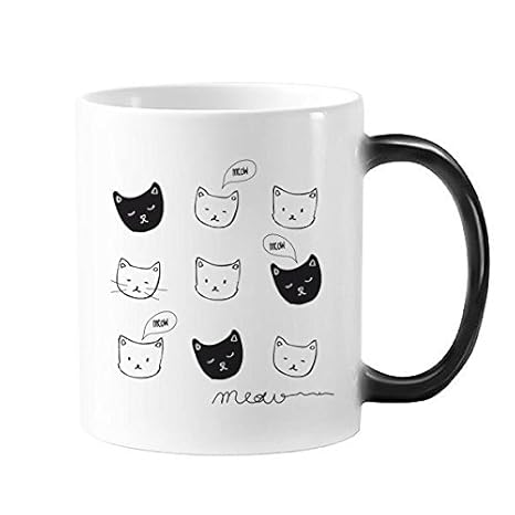 Diythinker Blanc Chat Noir Tête De Chat Meow Simple Dessin