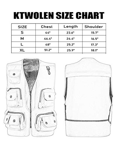 KTWOLEN Weste Herren Outdoor Anglerweste mit 15 Taschen Jagdweste Leicht Arbeitsweste Atmungsaktiv Freizeitweste für… – Bild 8