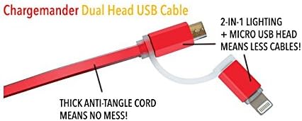 Dual-head Lightning &amp; MicroUSB Charging Cable for Chargemander Cell Phone Portable Rechargeable Battery Case