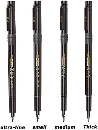 Taotree Refillable Calligraphy Pen Brush Lettering Pens for Beginners - 4 Sizes Black Ink Calligraphy Pens Brush Tip Art Markers for Drawing Bullet Journal Illustration Writing Signature Design