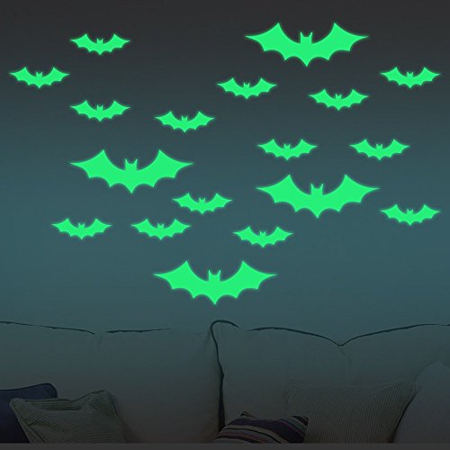 47Pcs Halloween Glow in The Dark Window Decals Luminous Stickers Glasses Stickers Bat Wall Stickers Night Glow Decals Halloween Theme Party Decoration