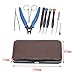 DIY tool kit set for home and Jewelry Repairs,9 in 1 Leather case-Screwdriver+Winding Coil Jig+Steel Brush+Stainless steel Scissors+Tweezer+Pliers