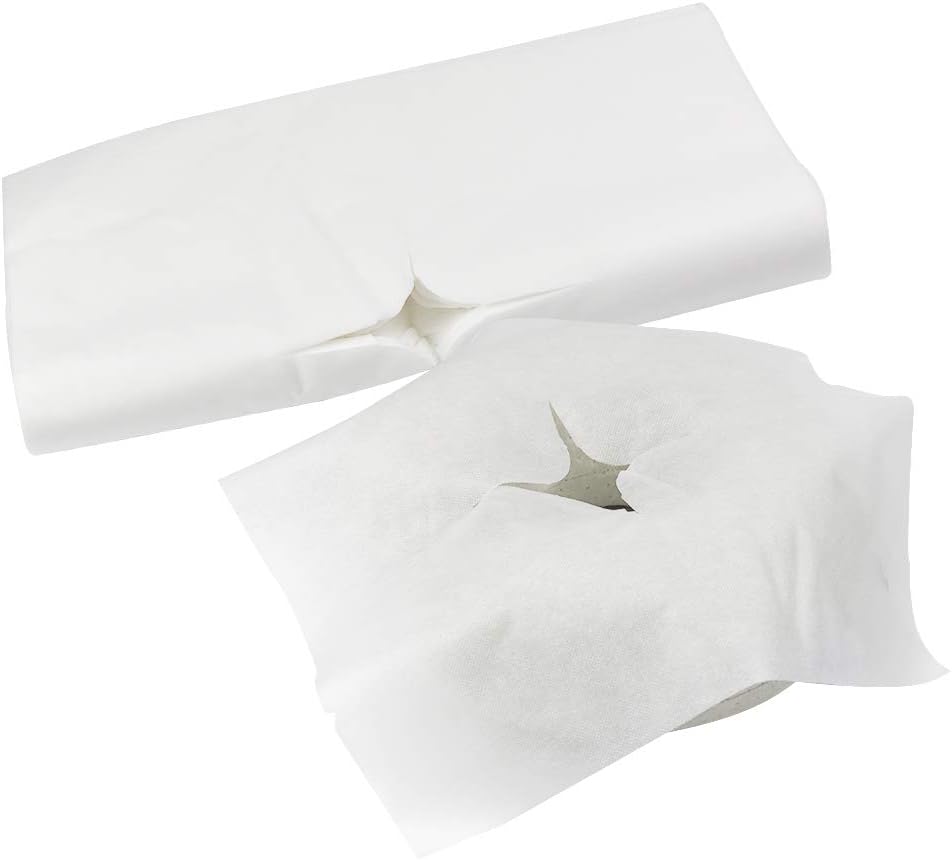 OKEKON Face Cradle Covers For Massage Table Massage Chairs 100 PCS Cross Shape Fitted Cradles White Super Soft Eco friendly For Spa Salon Massage Headrest Cover