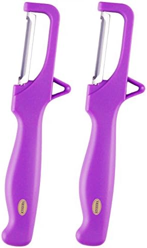 KYODIMA Fruits &amp; Vegetable Peeler - Kitchen Aid Ultra Sharp Stainless steel Swivel Blade for Potato, Apple ,eggplant,Cucumbers peeling. 2-Set, Purple