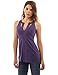 PattyBoutik Women's Notch Neck Curve Hem Tank Blouse (Dark Indigo S)