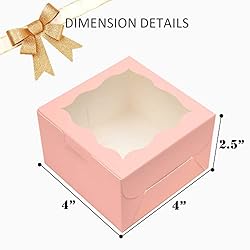 Pink Bakery Boxes with Window 4x4x2.5 inches Small
