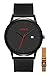 VAVC Men's Black Leather Band Causal Analog Dress Quartz Wrist Watch with Black Face and Simple Design