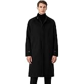 TrekWave Mens Black Trench Coat Long Sleeve Lapel Overcoat Casual Fall Winter Warm Pea coat with Pockets for Men Big and Tall