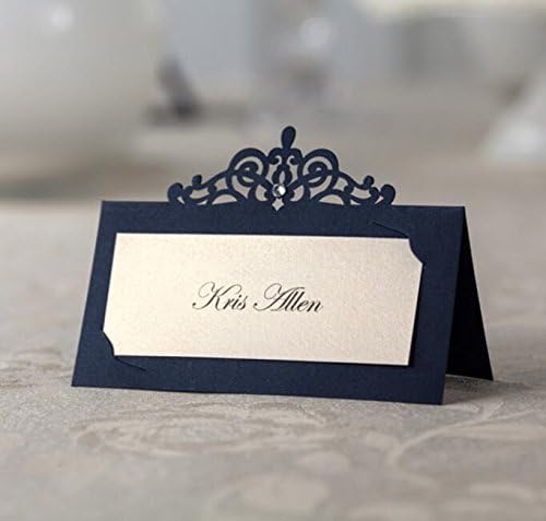 48x Blue Laser Cut Wedding Name Place Cards Birthday Party Favors Table Name Seat Cards CP502