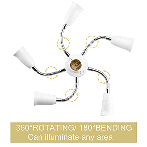 Splitter Socket Adapter 6 in 1 E26 E27 Light Socket Splitter Bulb Lamp ...