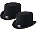 NJ Novelty - Black Felt Top Hat, Costume Dress Up Party Hat, Set of 2