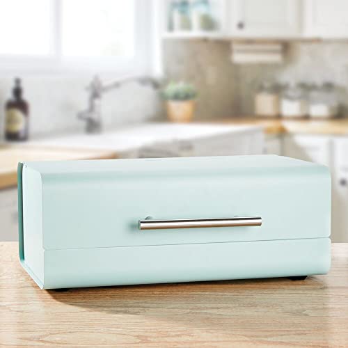 mDesign Metal Bread Box Bin with Hinged Lid for Kitchen Countertop