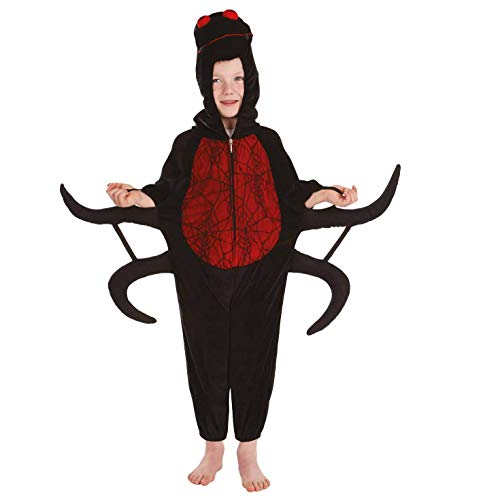 fun shack Kids Spider Costume Childrens Black Hooded Onesie Halloween Outfit - Large