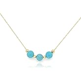 Nearawing Handcrafted Adjustable Crystal Pendant Necklace - 925 Sterling Silver 18K Gold Plated, 3 Natural Gemstone Beads Birthstone Gift for Women