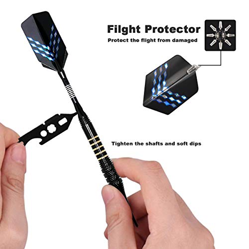 CS COSDDI Soft Tip Darts, Professional Plastic Tip Darts Set,3 Pcs 18 Gram with 20 Extra Dart Tips,6 Flights, Flight Protector and Tool Kit Ideal for Electronic Dart Board