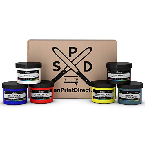 Ecotex Primary Ink Color KIT - Plastisol Ink for Screen Printing 6 Colors - 8 Oz Bottles