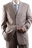Men's Single Breasted 3 Button Tan Super 150's Wool Feel Dress Suit