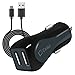 Cellet Fast Charging 15Watt Dual USB Port Car Charger with 4ft Type-C Cable High Powered 3Amp Compatible for Motorola Z3 Play Moto G6 X4 Z2 Force Z2 Play Z Droid Z Force Droid Z Play Droid Z3