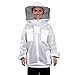 Holulo Beekeeping Jacket with Round Veil,Extra Ventilated Smock for Professionals Beekeeper,Three-Layer Network,White (XXL)