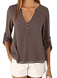 Farktop Women's Plus Size Casual Loose V Neck Chiffon T Shirt Blouse Tops
