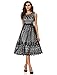 Noctflos Women's A Line Lace Cocktail Wedding Party Midi Swing Tea Dress Black S