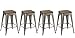 BTEXPERT Set of 4 24-Inch Industrial Stackable Tabouret Metal Vintage Antique Style Clear Brush Distressed Counter Bar Stool Modern Wood Top Seat