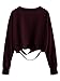 SweatyRocks Women's Long Sleeve Crop Tops Distressed Ripped Cut Out Pullover Sweatshirt Dark Burgundy S