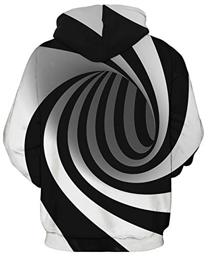 Womens Hoodies Sweatshirts Cool 3D Swirl Hoodie Pullover Casual Long Sleeve Pull On Hoody Jumper 80s Vintage Hooded Jumper with Kanga Pocket