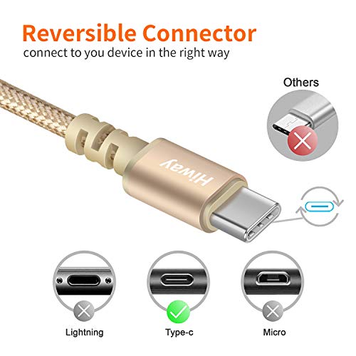 USB Type C Cable,Hiway 3Pack 6FT USB-A 2.0 to USB-C Fast Charger Nylon Braided Data Sync Transfer USB C Cord Compatible with Samsung Galaxy S10 S9 S8 Plus Note 9 8,Moto Z Z3,LG V50 G8,Switch,and More - Thumbnail 2