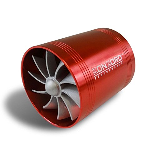 2.5" Air Intake Turbo Turbine Turbonator Gas Fuel Saver Fan Supercharger Red