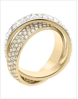 MKJ3131 710 Brilliance Gold Tone Crystal Pave Intertwined Ring Size 6 Jewelry