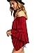 SheIn Women's Off The Shoulder Bell Ruffle Sleeve Top Blouse - Red One Size