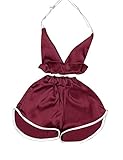 Sedrinuo Nightshirt Sexy Lingerie Silky Two Pieces Jumpsuit Outfits