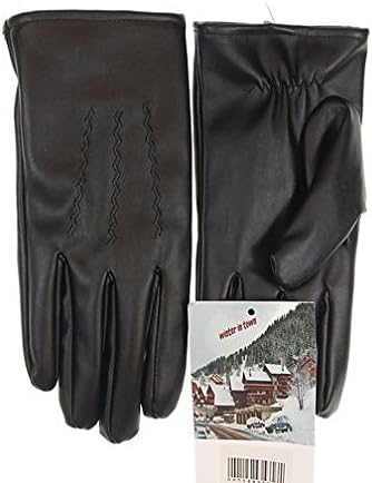 Men's Fur Lined Faux Leather Gloves with Touchscreen Technology (XX-Large, Black)