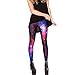 Idingding Womens Galaxy Star Printed High Waist Leggings Pants, Purple, XXXL