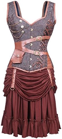 The Violet Vixen Laced Steam Captain Corset Dress, Plus Sizes Available