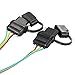 Partsam 4 Way Flat Y-Splitter Trailer Light Wiring Plug Adapters LED Strip Brake Turn Signal Tailgate Light Bar Universal Plug & Play Adapter Extension Harness