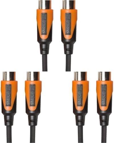 ROLAND Rmidi-B10 Black Series Midi Cable. Straight Din Connectors, 10Ft / 3M Length. (Pack of 3)