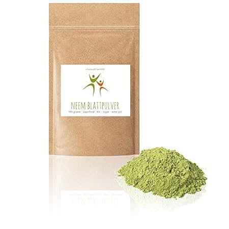 Bio Neem Pulver - 100 g -'Niem' /'Nimba' - Superfood-Neem-Blattpulver in Rohkostqualität - rein vermahlen - 100% vegan & rein