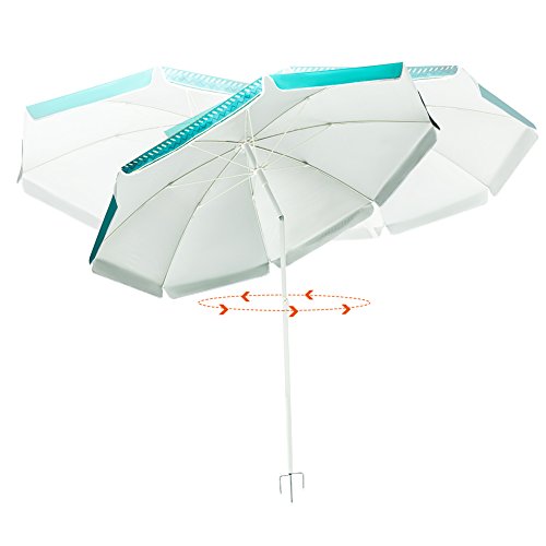 KingCamp 6FT Outdoor Beach Umbrella with Stable Sand Anchor, UPF50+ Sunshade, Silver Coating, Adjustable Sturdy Tilt Pole, Perfect for Beach, Camping, Fishing, Sports, Gardens, Patio