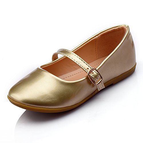 Nova Utopia Toddler Little Girls Dress Ballet Mary Jane Bow Flat Shoes,NF Utopia Girl NFGF060New Gold 2