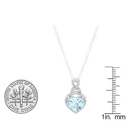 Dazzlingrock Collection 10K 8 MM Heart Shaped Aquamarine & Round White Diamond Ladies Heart Pendant, White Gold