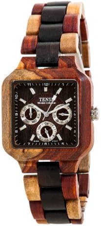 Tense Natural Wood Square Dial Watch Multi-Eye Inlaid Multicolored B7305ID