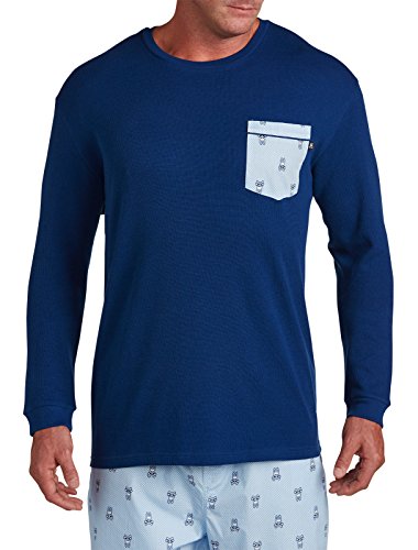 Psycho Bunny Big & Tall Brushed Waffle-Knit Crewneck (1XL, Navy)