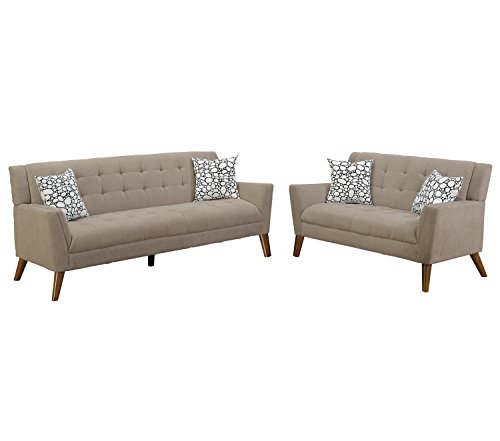 Poundex F6895 Bobkona Rozene Sofa and Loveseat, Sand
